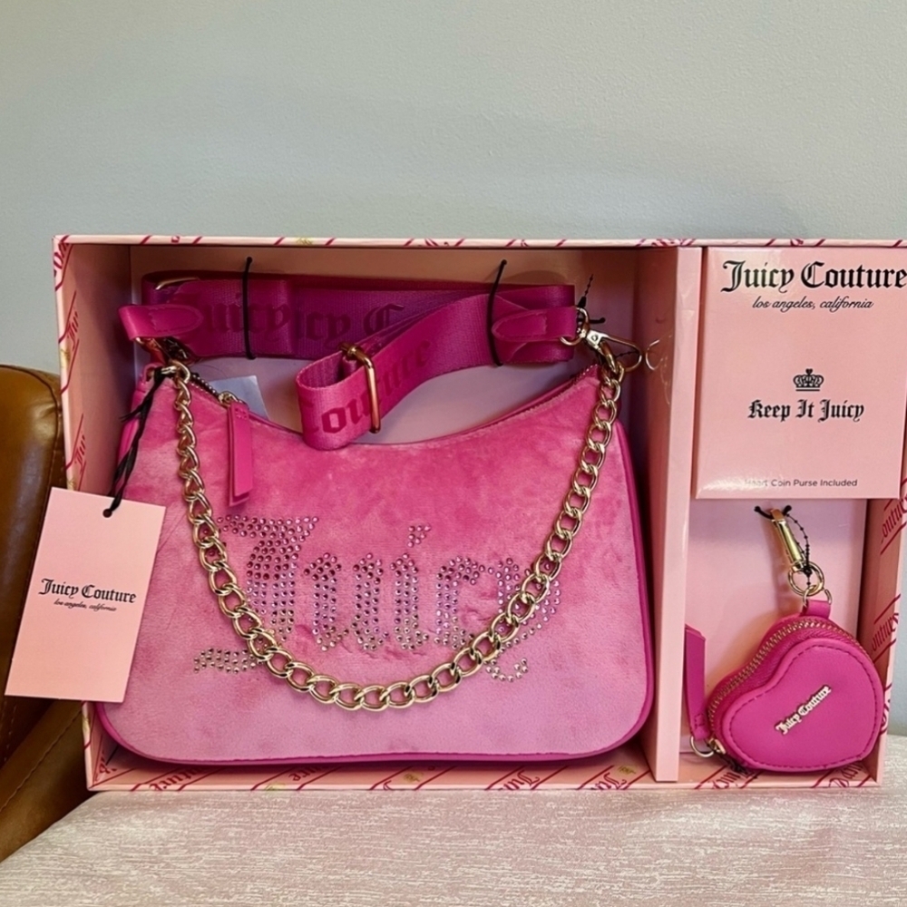 💕▪️Juicy Couture▪️ Shoulder Bag 2 Piece Set Juicy Pink Christmas Gift Set - Picture 13 of 13
